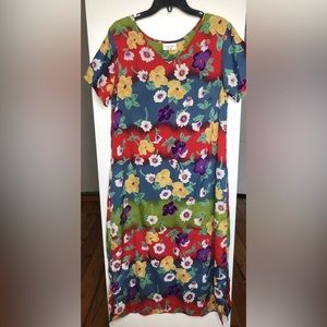 AMANDA STEWART Leisurewear Bright Colorful Floral Print Dress Womens Small?